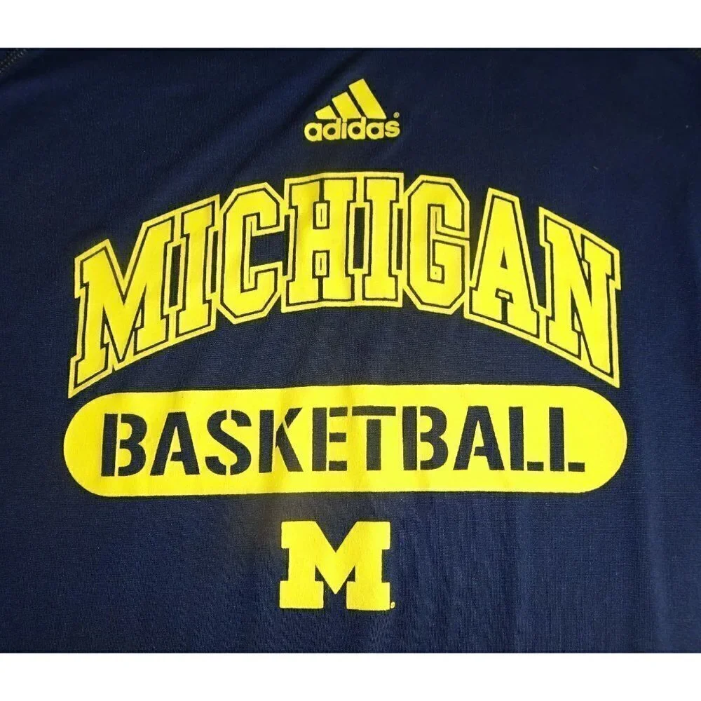 NCAA Michigan Basketball Blue Athletic Adidas Climalite Shirt Size 2XL